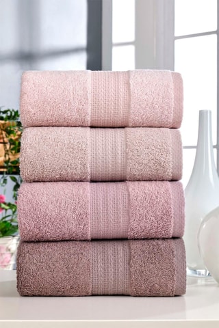 4 serviettes de toilette - Rose poudré - 50 x 85 cm