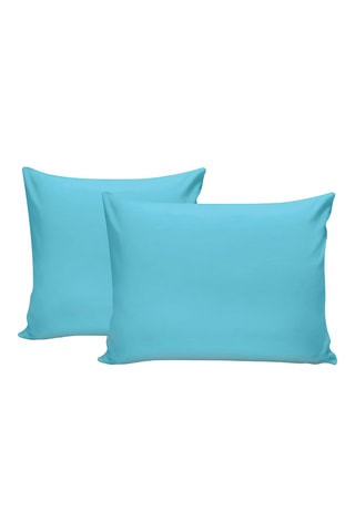2 taies d'oreiller en coton 61 fils/cm² - Turquoise - 60 x 60 cm