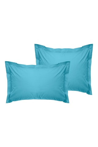 2 taies d'oreiller en coton 61 fils/cm² - Turquoise - 60 x 60 cm