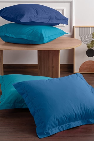 2 taies d'oreiller en coton 61 fils/cm² - Turquoise - 60 x 60 cm