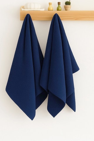 2 draps de douche - Bleu marine - 50 x 100 cm