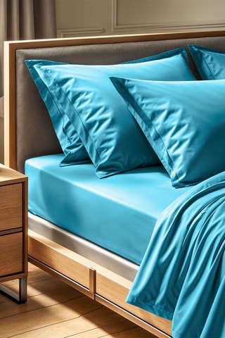 Drap-housse en coton 61 fils/cm² - Turquoise