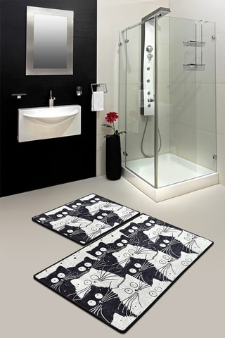 2 tapis de bain - Noir et blanc