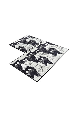 2 tapis de bain - Noir et blanc