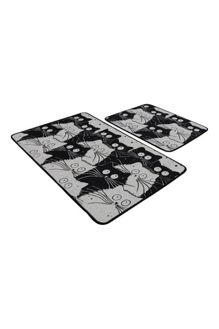 2 tapis de bain - Noir et blanc