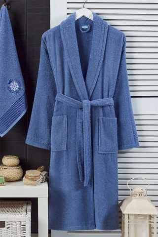 Peignoir et serviette - Bleu foncé