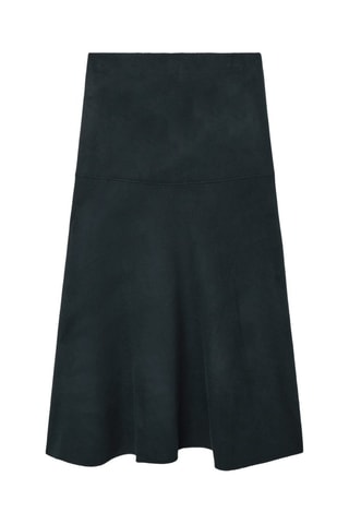 Gonna a campana in lana a vita alta - Turchese