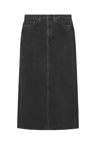 Gonna taglio dritto in jeans - Nero