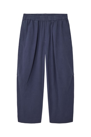 Pantalon wide legs en lin - Bleu marine