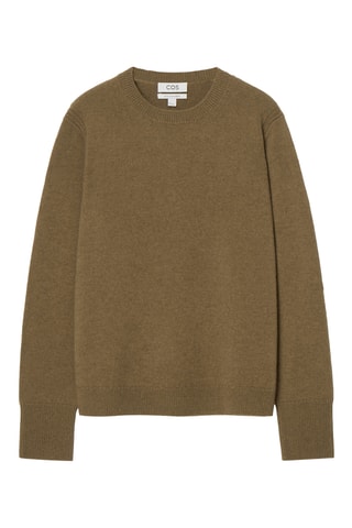 Maglia regular in cashmere - Kaki