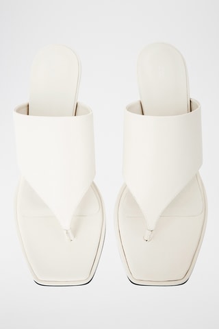 Sandali con tacco in pelle - Bianco