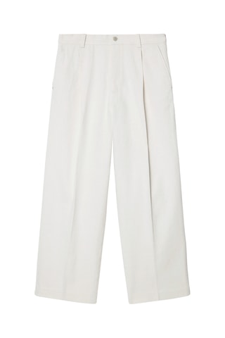 Pantalon wide legs en coton biologique et lin - Blanc