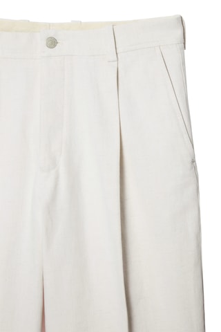 Pantalon wide legs en coton biologique et lin - Blanc