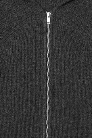 Cardigan regular in lana merino - Grigio scuro