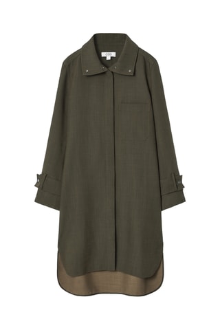 Robe chemise oversize en laine - Kaki
