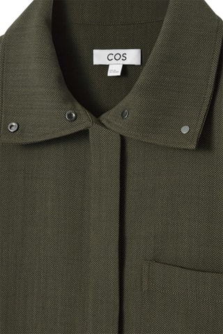 Robe chemise oversize en laine - Kaki