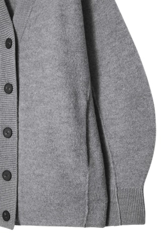 Cardigan oversize in lana merino - Grigio