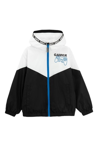 Coupe-vent à capuche - Noir et blanc