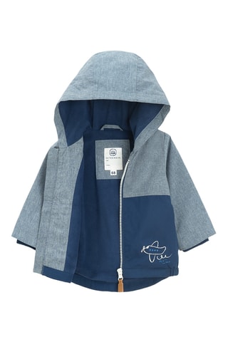 Veste à capuche - Bleu cobalt et gris chiné