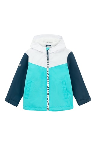 Veste à capuche - Blanc et turquoise