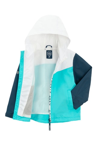 Veste à capuche - Blanc et turquoise