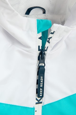 Veste à capuche - Blanc et turquoise