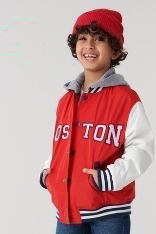 Veste à capuche - Rouge et blanc