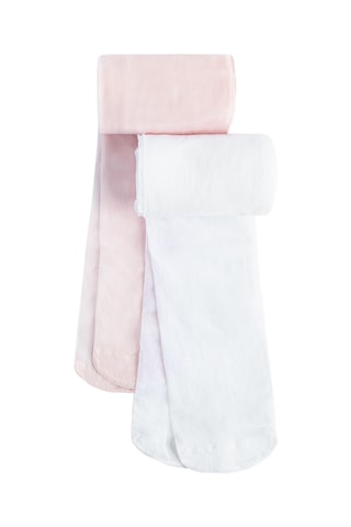 2 paires de collants - 20 deniers - Blanc et rose