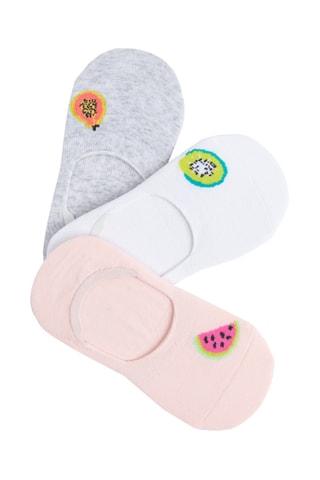 3 paires de protège-pieds - Gris clair chiné et blanc