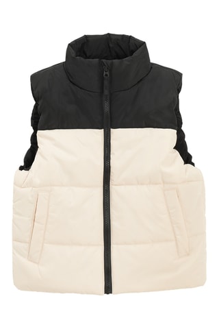 Doudoune sans manches - Beige et noir