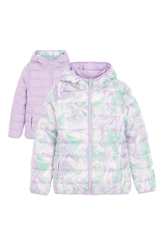 Doudoune réversible à capuche - Violet et blanc