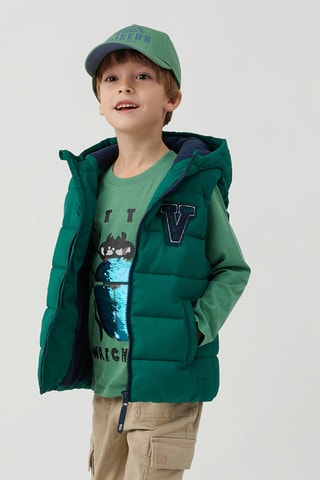 Doudoune sans manches à capuche - Vert foncé