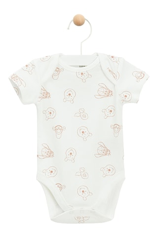 4 bodys Winnie l'Ourson Disney - Saumon et écru