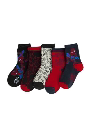 5 paires de chaussettes Spider-Man Avengers Marvel - Noir et rouge