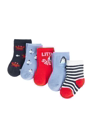 5 paires de chaussettes - Bleu et rouge