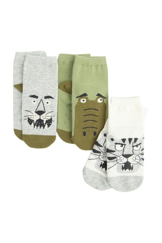 3 paires de chaussettes antidérapantes - Gris clair chiné, vert d'eau et blanc