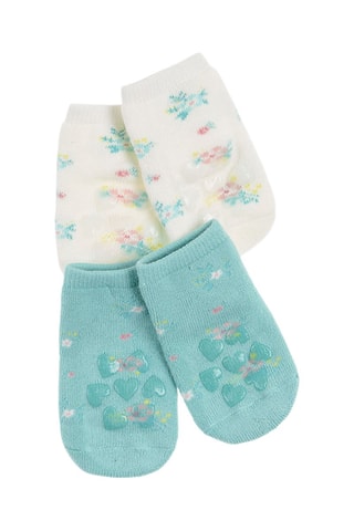 2 paires de chaussettes - Ecru et turquoise