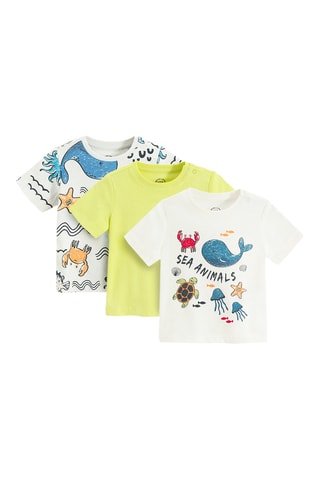 3 t-shirts - Blanc et vert citron