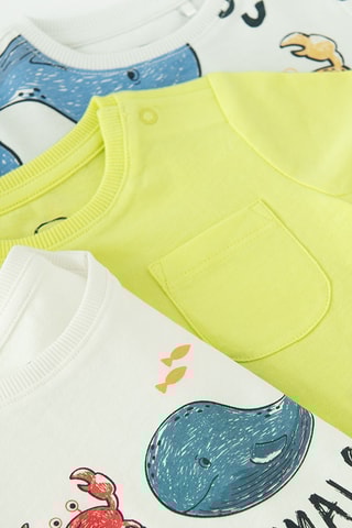 3 t-shirts - Blanc et vert citron
