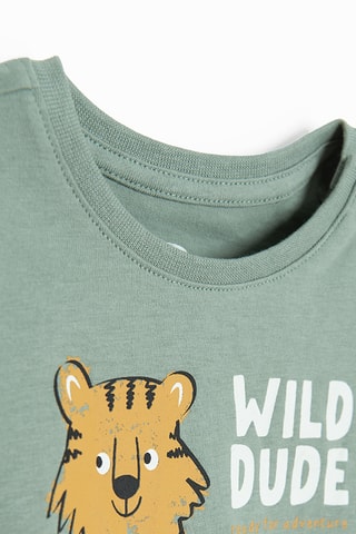 T-shirt - Vert sauge et orange