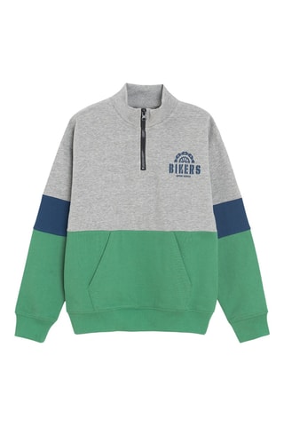 Sweat - Gris chiné et vert