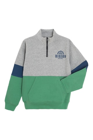 Sweat - Gris chiné et vert