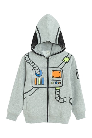 Sweat à capuche - Gris chiné et noir