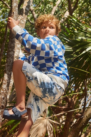 Short en jean tie and dye Bleu
