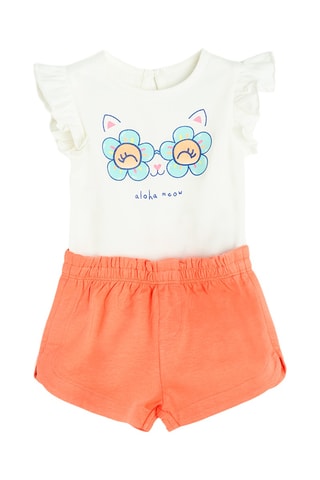 Body et short - Blanc et orange
