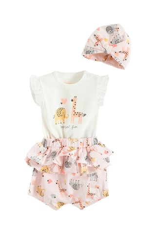 Ensemble 3 pièces - Blanc et rose poudré