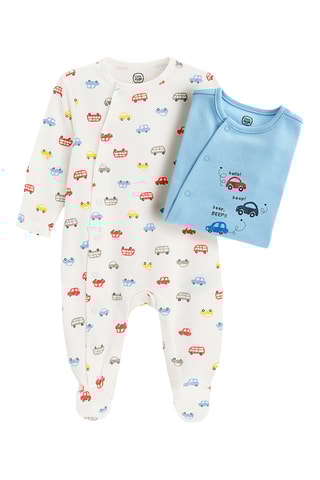 2 grenouillères - Blanc et bleu clair