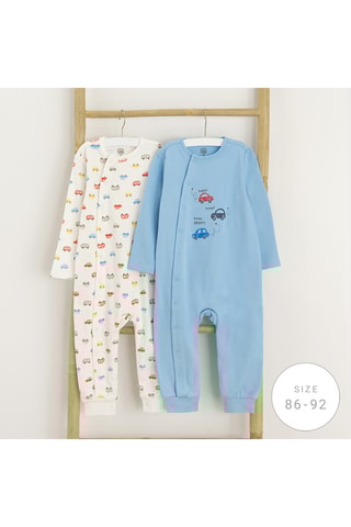 2 grenouillères - Blanc et bleu clair