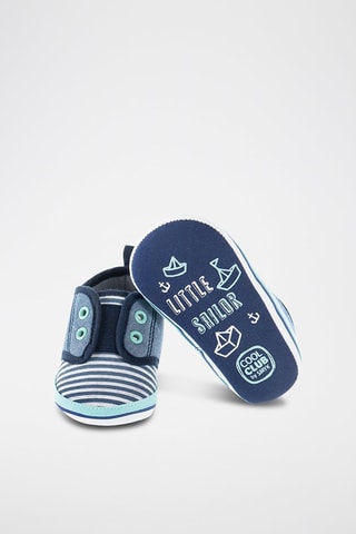 Chaussons en jean Bleu clair et écru