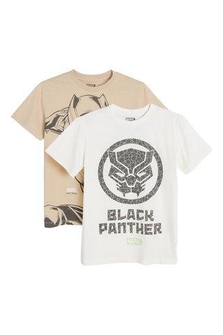 2 t-shirts Black Panther Avengers Marvel - Beige et blanc